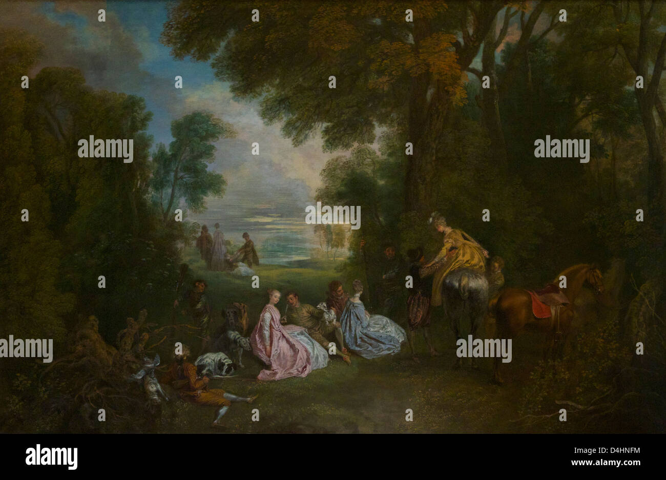 Rendez-vous de Chasse, da Antoine Watteau, 1717-1718, Wallace Collection di Londra, Inghilterra, Regno Unito, GB Foto Stock