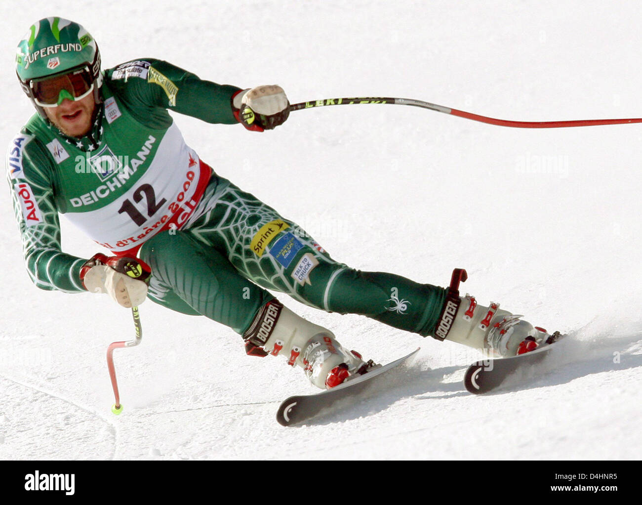 Noi Bode Miller visto in azione durante gli uomini?s Super G la concorrenza dello sci alpino Campionati del Mondo in Val d'Isere, Francia, 04 febbraio 2009. Miller posto 11th. Foto: Karl-Josef Hildenbrand Foto Stock