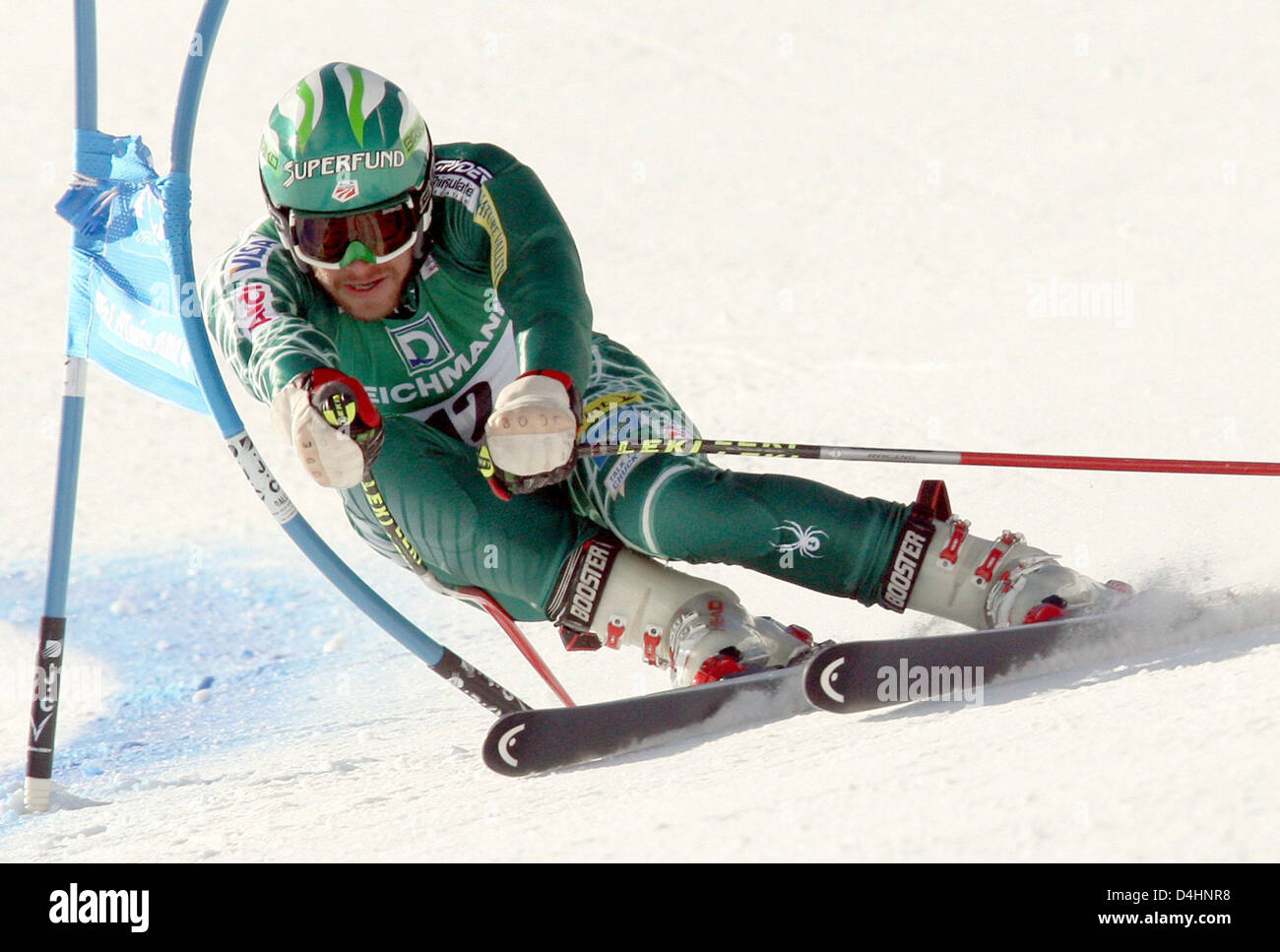 Noi Bode Miller visto in azione durante gli uomini?s Super G la concorrenza dello sci alpino Campionati del Mondo in Val d'Isere, Francia, 04 febbraio 2009. Miller posto 11th. Foto: Karl-Josef Hildenbrand Foto Stock