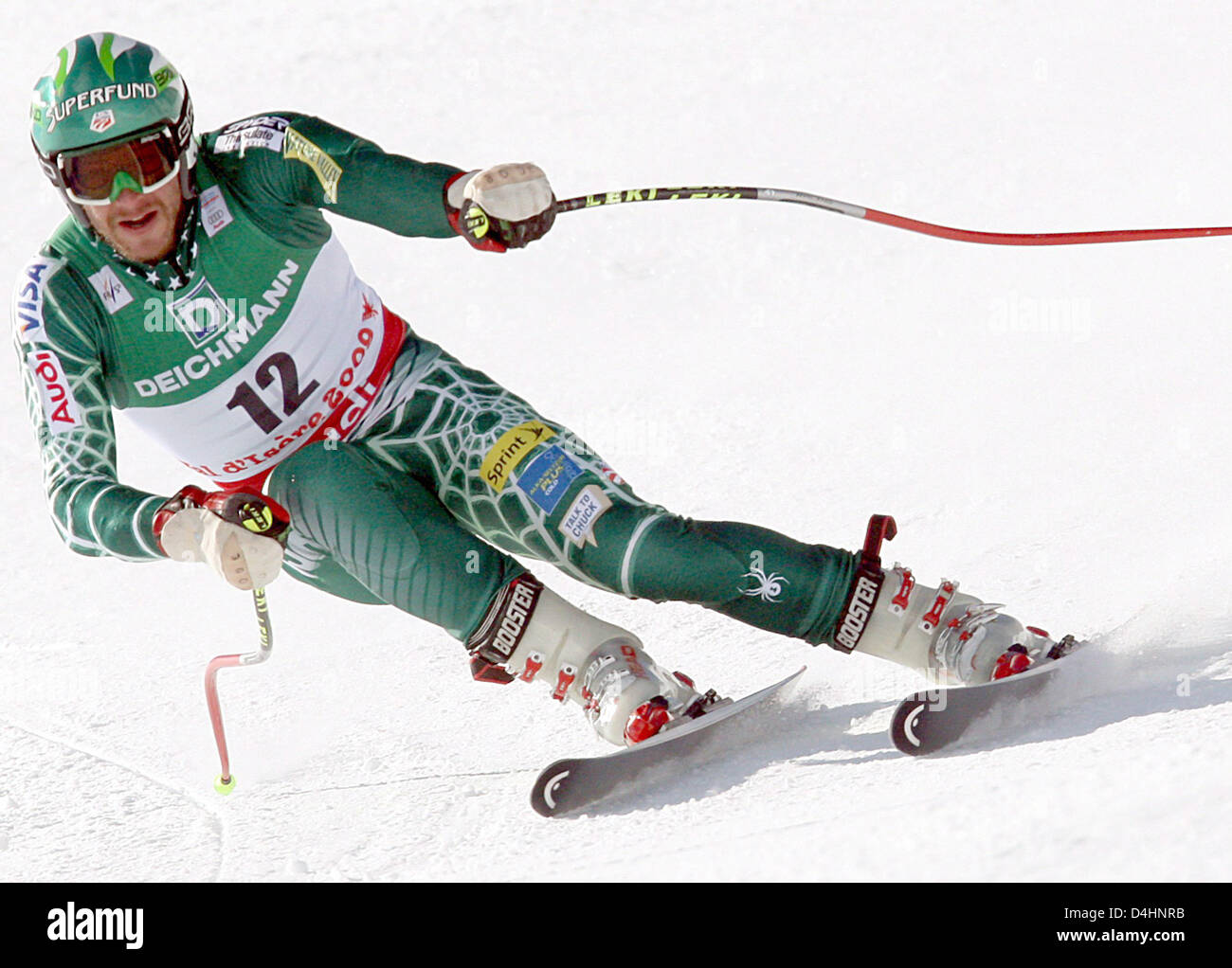 Noi Bode Miller visto in azione durante gli uomini?s Super G la concorrenza dello sci alpino Campionati del Mondo in Val d'Isere, Francia, 04 febbraio 2009. Miller posto 11th. Foto: Karl-Josef Hildenbrand Foto Stock