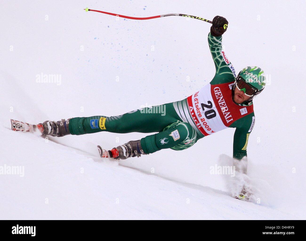 Noi Bode Miller visto in azione presso gli uomini?s Super combinate in discesa durante lo sci alpino Campionati del Mondo in Val d'Isere, Francia, 09 febbraio 2009. Foto: Karl-Josef Hildenbrand Foto Stock
