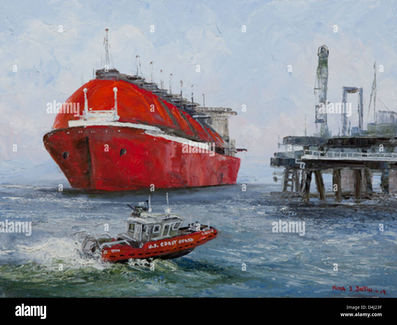 La collezione d'arte della Guardia Costiera degli Stati Uniti del 2010 presentava una serie di dipinti raffiguranti zone di sicurezza, che mostravano il ruolo della Guardia Costiera nella difesa nazionale e nella sicurezza marittima. Il programma artistico della Guardia Costiera mette in evidenza le diverse missioni e i risultati della forza attraverso le opere d'arte. Foto Stock