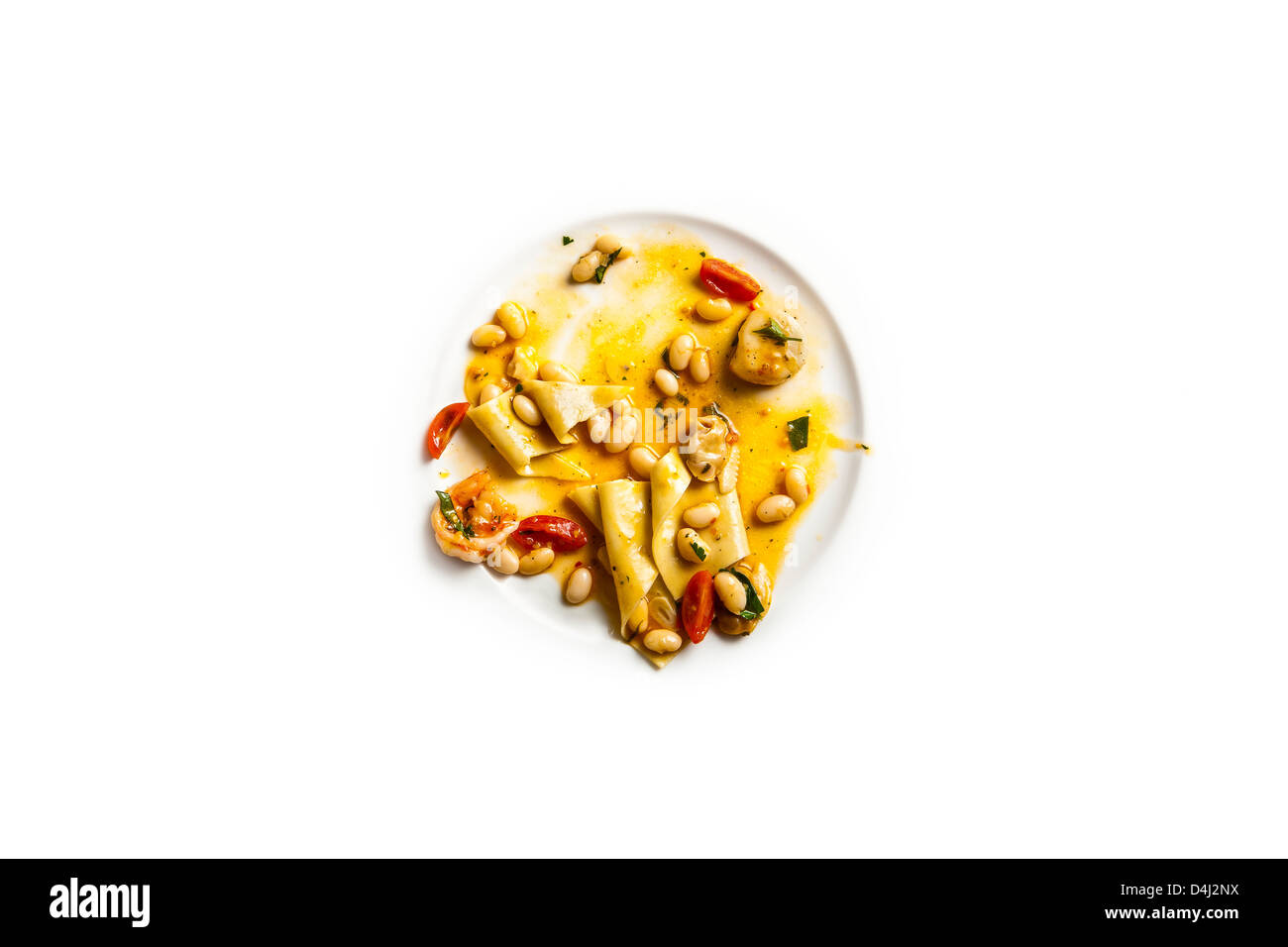 Farro con pollo e i finferli. Foto Stock