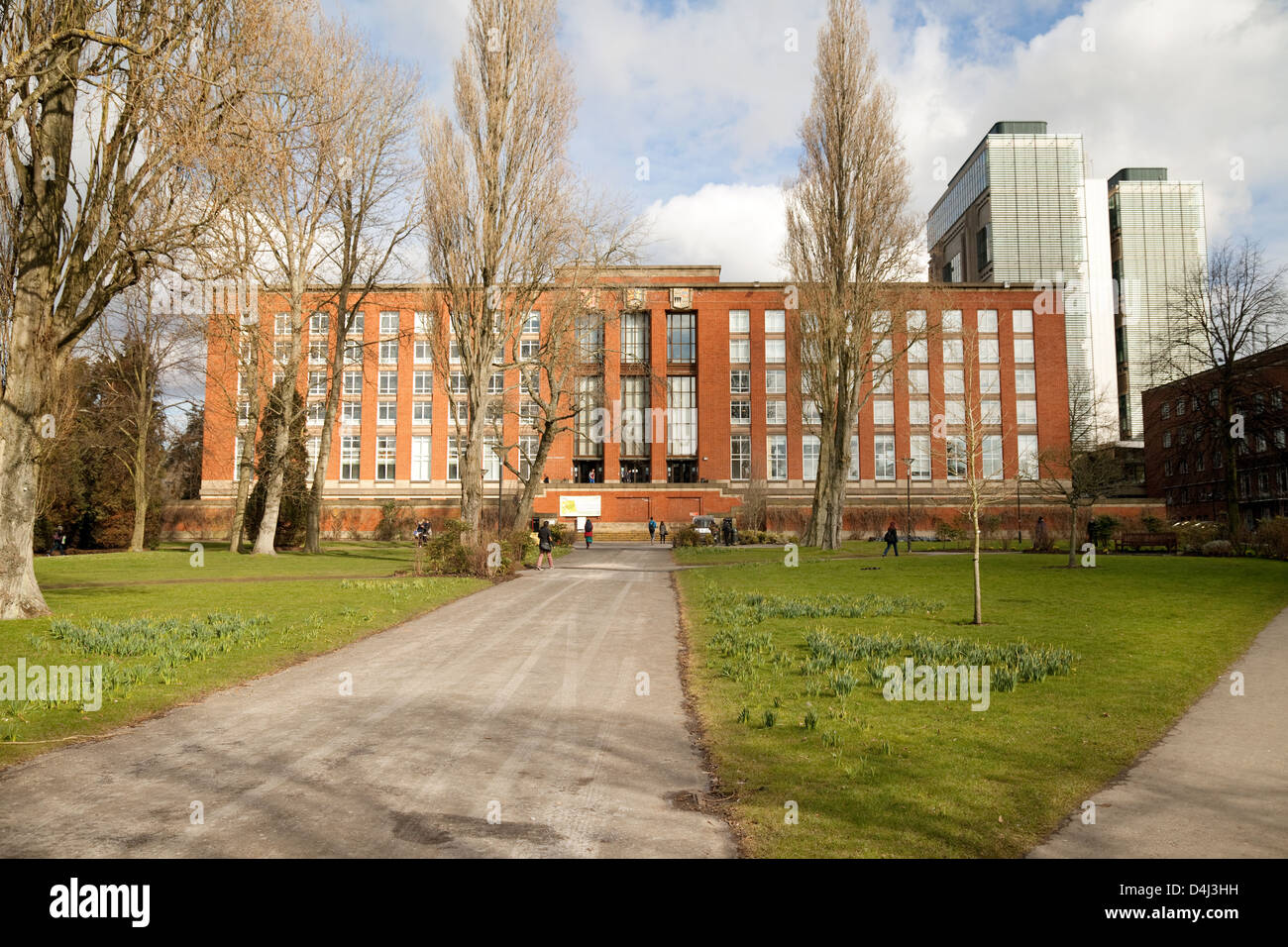 La principale biblioteca universitaria, Edgbaston campus, Università di Birmingham edificio della biblioteca, REGNO UNITO Foto Stock