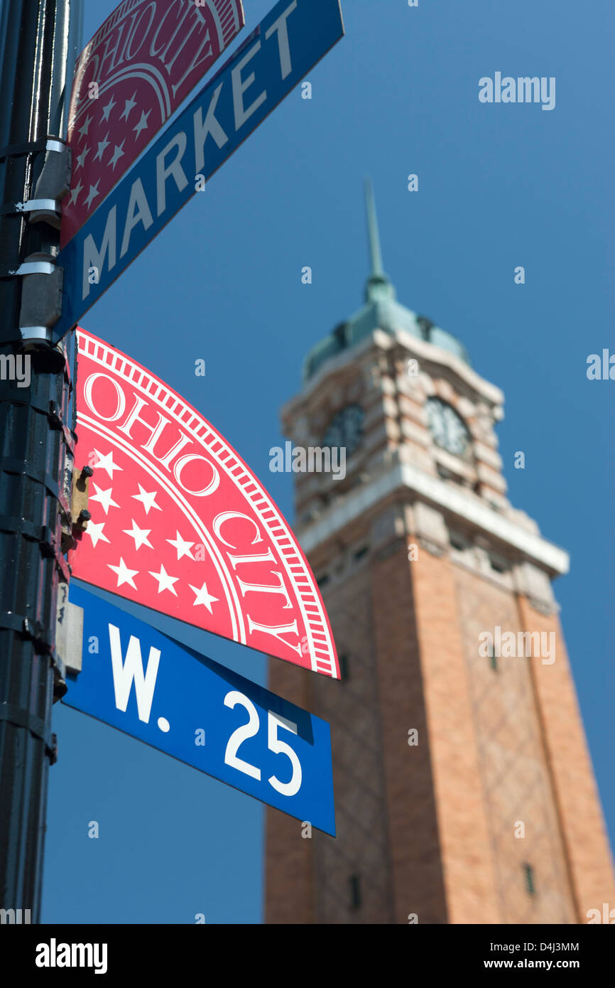 Strada segno WEST SIDE MARKET OHIO città quartiere CLEVELAND OHIO USA Foto Stock