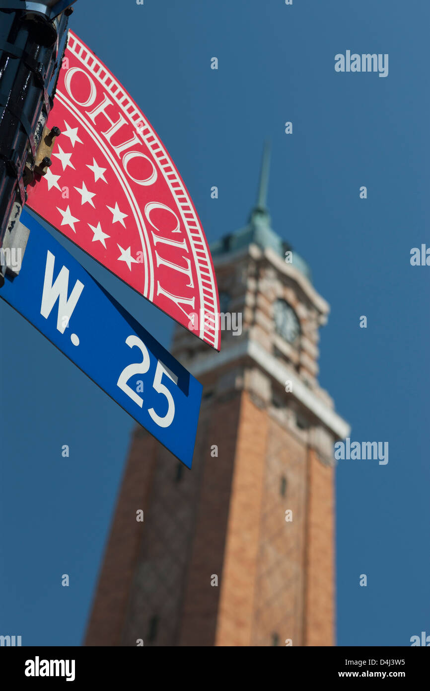 Strada segno WEST SIDE MARKET OHIO città quartiere CLEVELAND OHIO USA Foto Stock