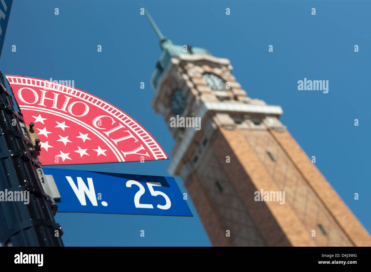 Strada segno WEST SIDE MARKET OHIO città quartiere CLEVELAND OHIO USA Foto Stock