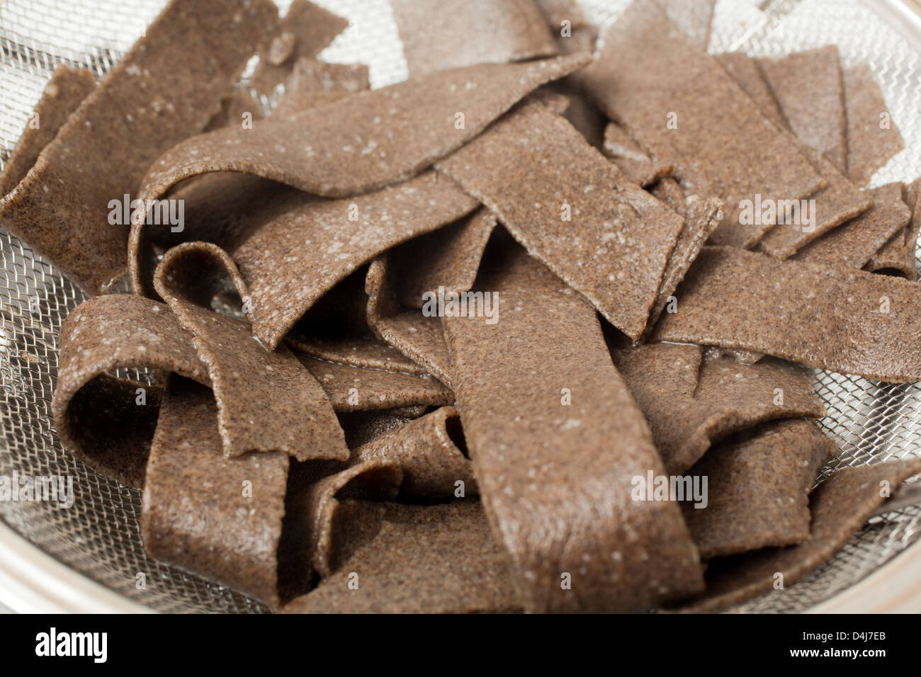 Tagliatelle di grano saraceno chiamato Pizzoccheri Foto Stock