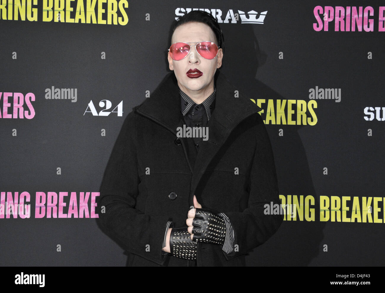 Los Angeles, Stati Uniti d'America. Il 14 marzo 2013. Marilyn Manson frequentando il Los Angeles Premiere di ''Spring Breakers" tenutosi presso la Arclight Glossari Affini cupola in Hollywood, la California il 14 marzo 2013. 2013.(Immagine di credito: credito: D. lunga/Globe foto/ZUMAPRESS.com/Alamy Live News) Foto Stock