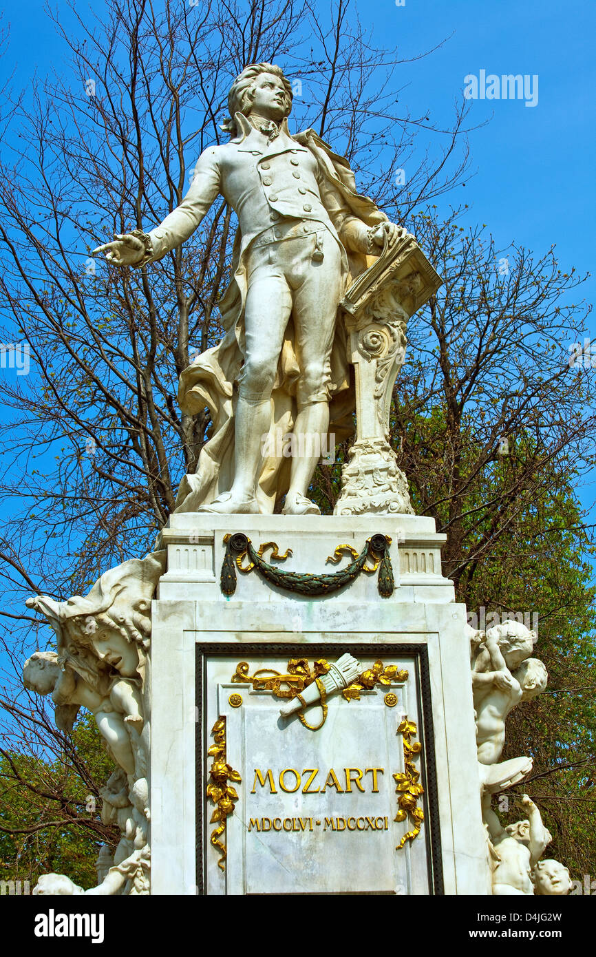 Mozart un monumento di Viktor Tilgner nel Burggarten., Vienna Foto Stock