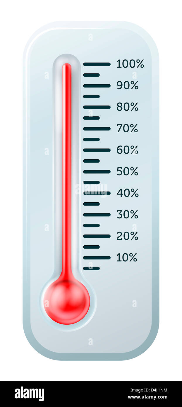 Una illustrazione di un termometro come quelli utilizzati per illustrare gli obiettivi o obiettivi, o semplicemente per raccontare la temperatura Foto Stock
