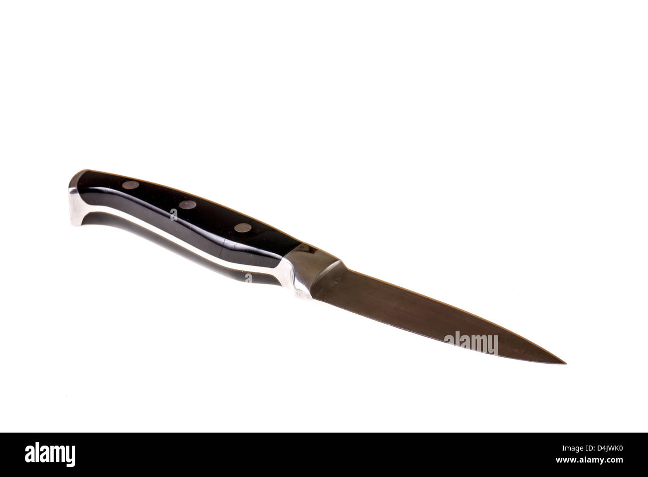 Nero e argento spelucchino dritto a un angolo isolato su bianco Foto Stock
