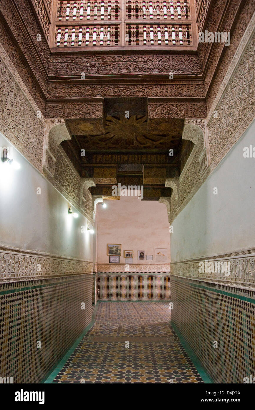 Il Marocco Marrakech, Ben Youssef madrasa, scuola coranica Foto Stock