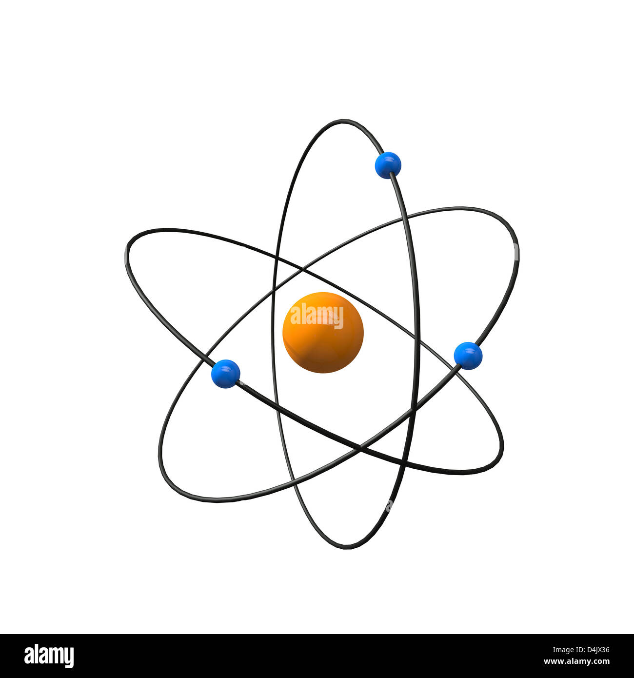 Una rappresentazione tridimensionale di un atomo per la vista icona Foto Stock
