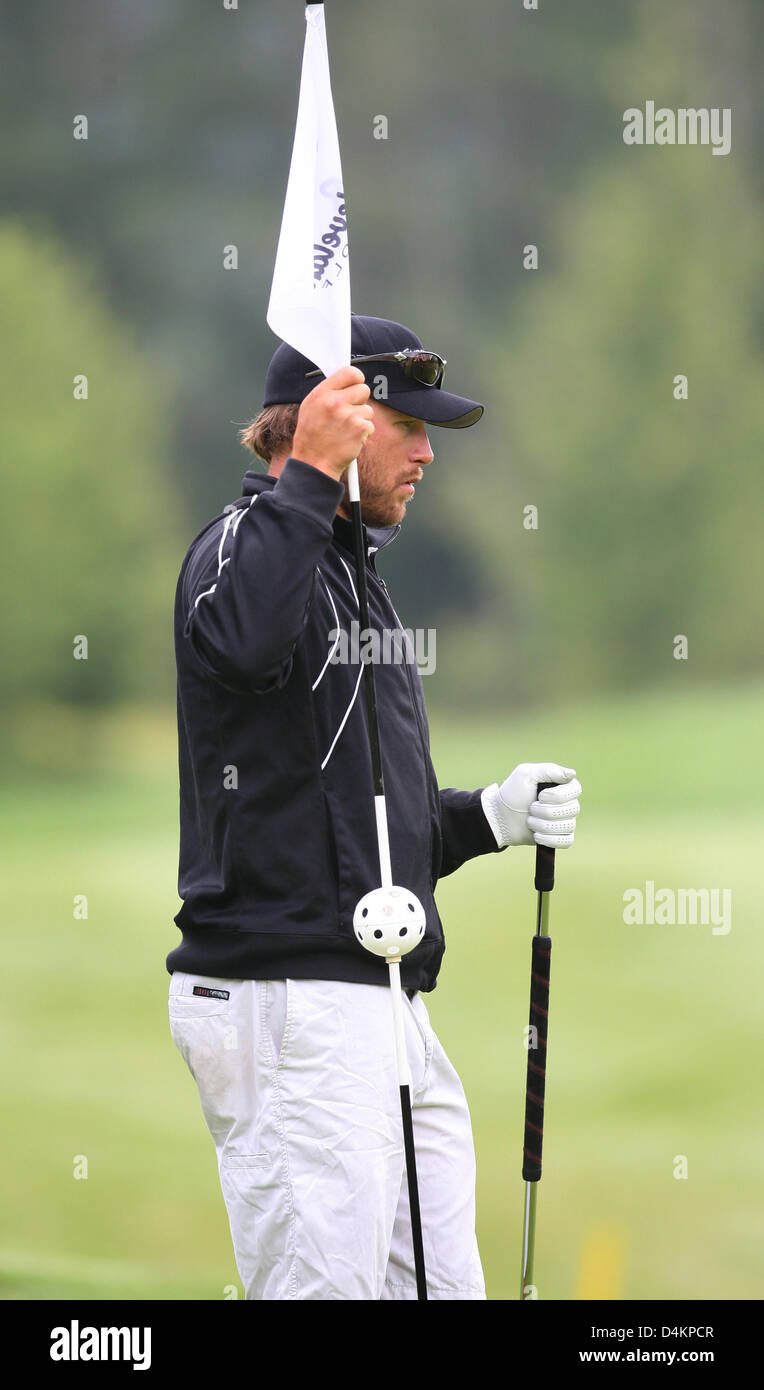 Siamo ski racer Bode Miller sorge sul campo da golf di Zell am See, Austria, 15 maggio 2009. Bode Miller partecipa al UVEX &Sci Golf Campionati del Mondo 2009 che avvengono in Zell am See dal 14 maggio fino al 17 maggio 2009. Il concorso è composto da un slalom gigante e due round di golf. Foto: Karl-Josef Hildenbrand Foto Stock