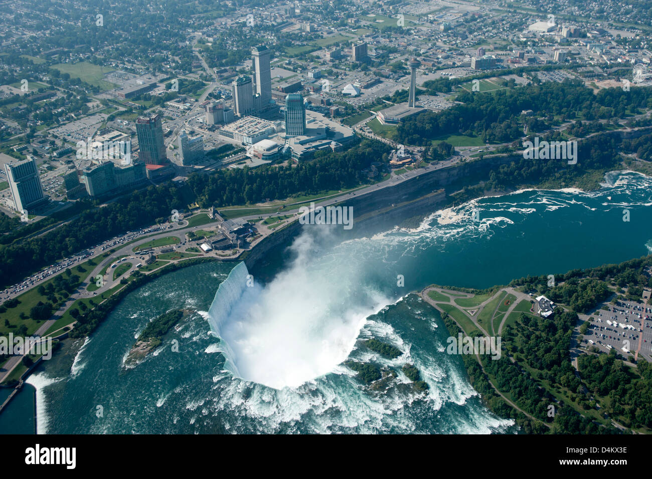 Antenna Horseshoe Falls Cascate del Niagara confine di Ontario Canada NELLO STATO DI NEW YORK STATI UNITI D'AMERICA Foto Stock