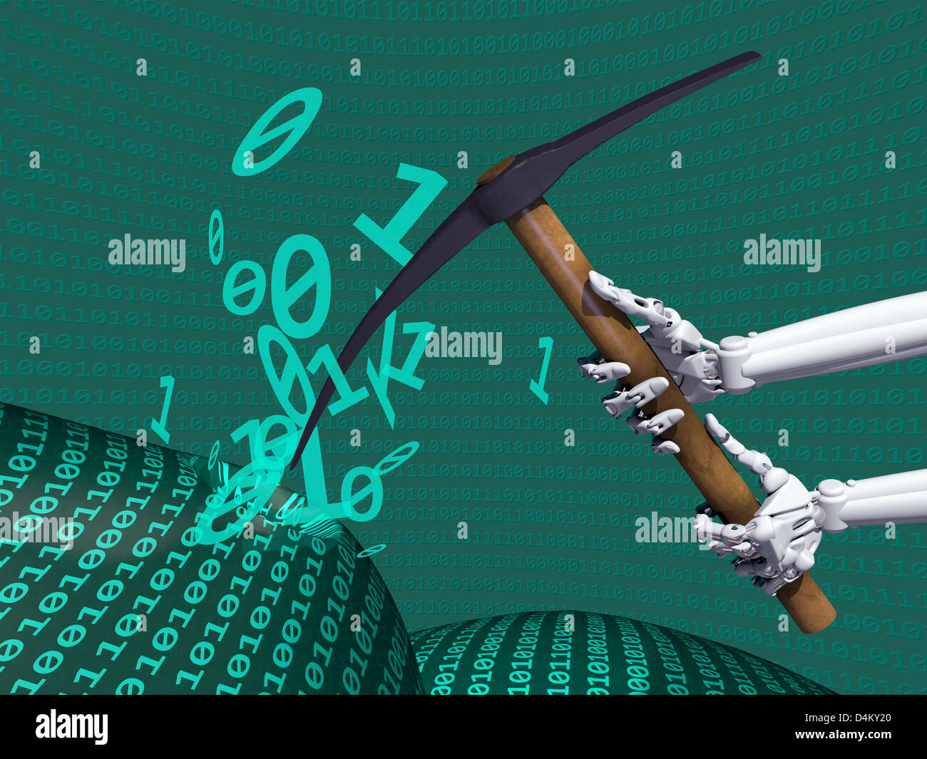 Illustrazione raffigurante il data mining di informazioni sul computer Foto Stock