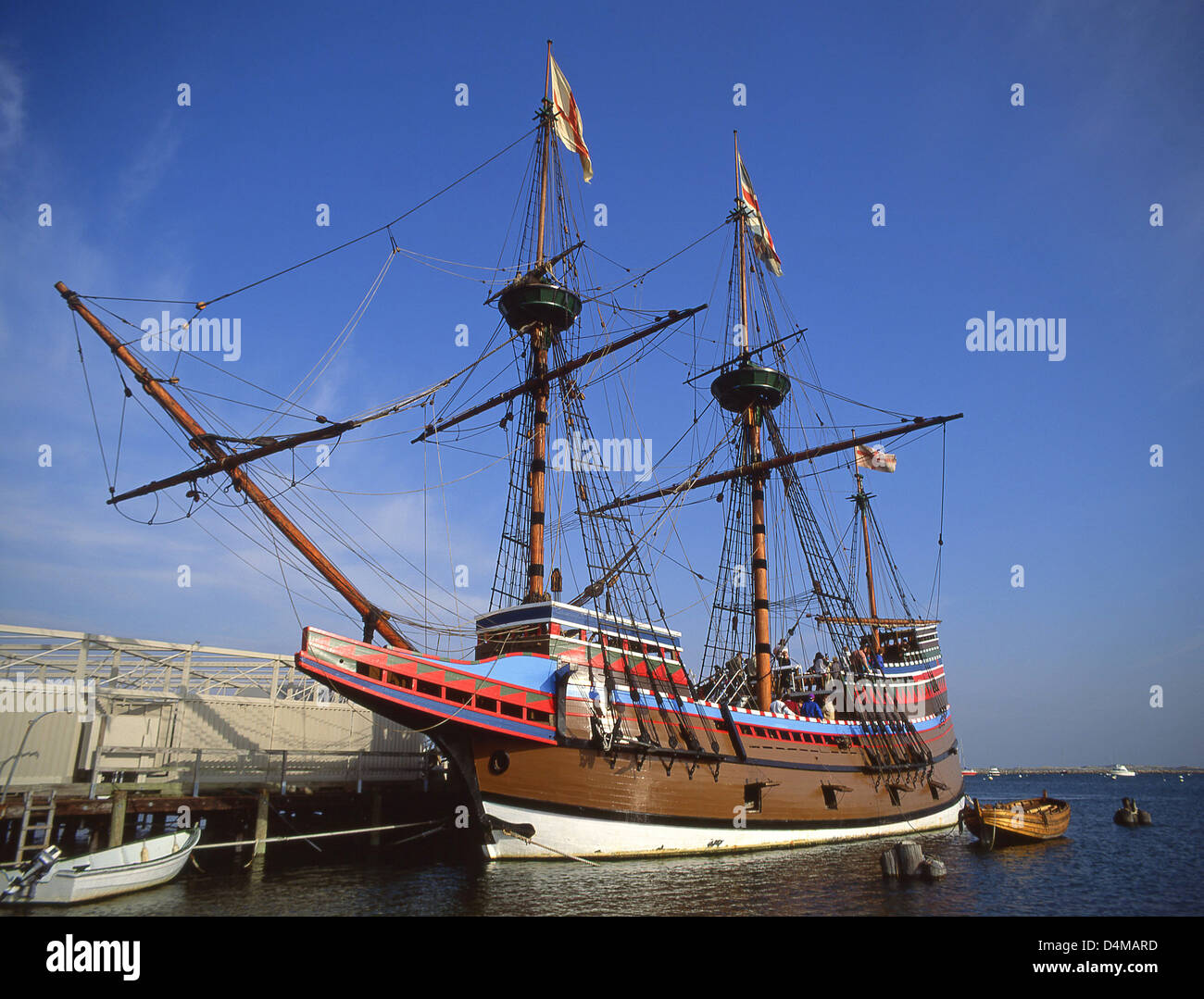 Mayflower II nave replica, Plymouth Rock, porto di Plymouth, Plymouth, Massachusetts, Stati Uniti d'America Foto Stock