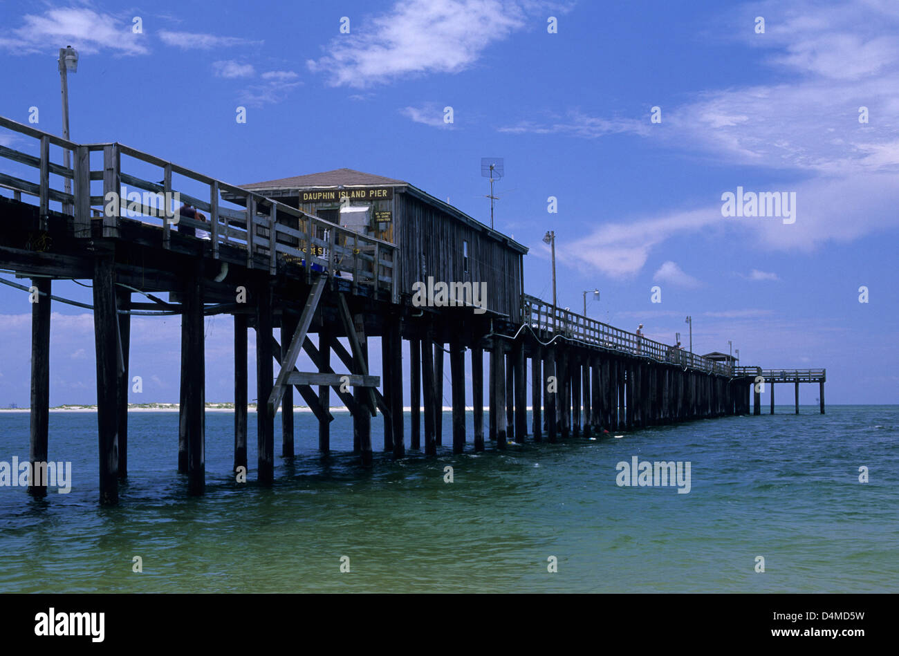 Dauphin Island Pier, Dauphin Island, Alabama Foto Stock