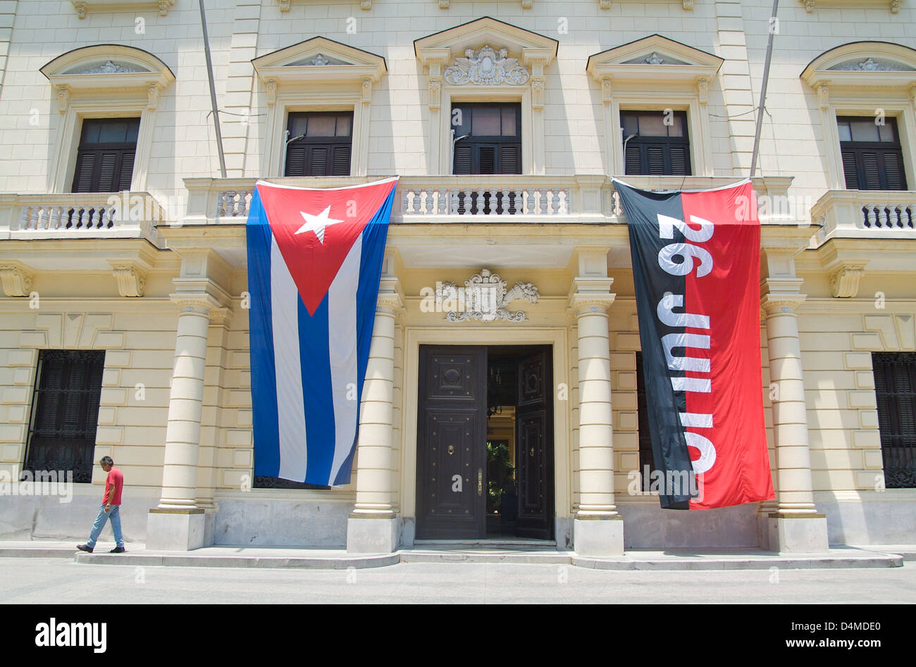 L'Avana, Cuba, bandiere cubane per la XXVI Giornata Nazionale Luglio Foto Stock