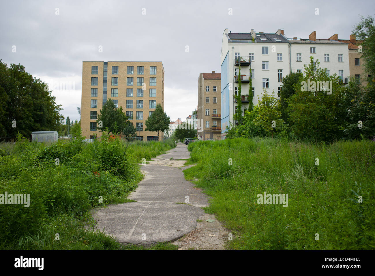 Berlino, Germania, ex morte striscia in Bernauer Strasse Foto Stock