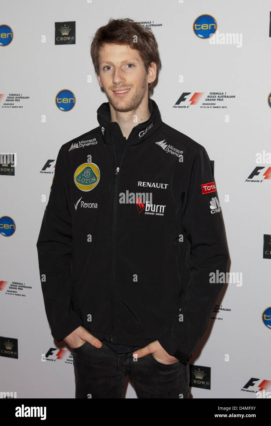 Romain Grosjean al Grand Prix Colazione, Corona, Melbourne on Marzo 16, 2013. Foto Stock