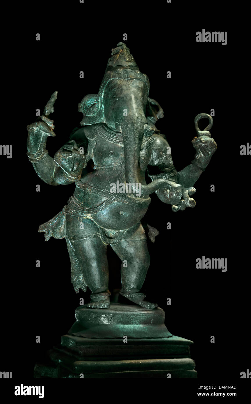Ganesha Ganesa Udaiyavarkoilpattu Thanjavur 15 secolo bronze indù in India Foto Stock