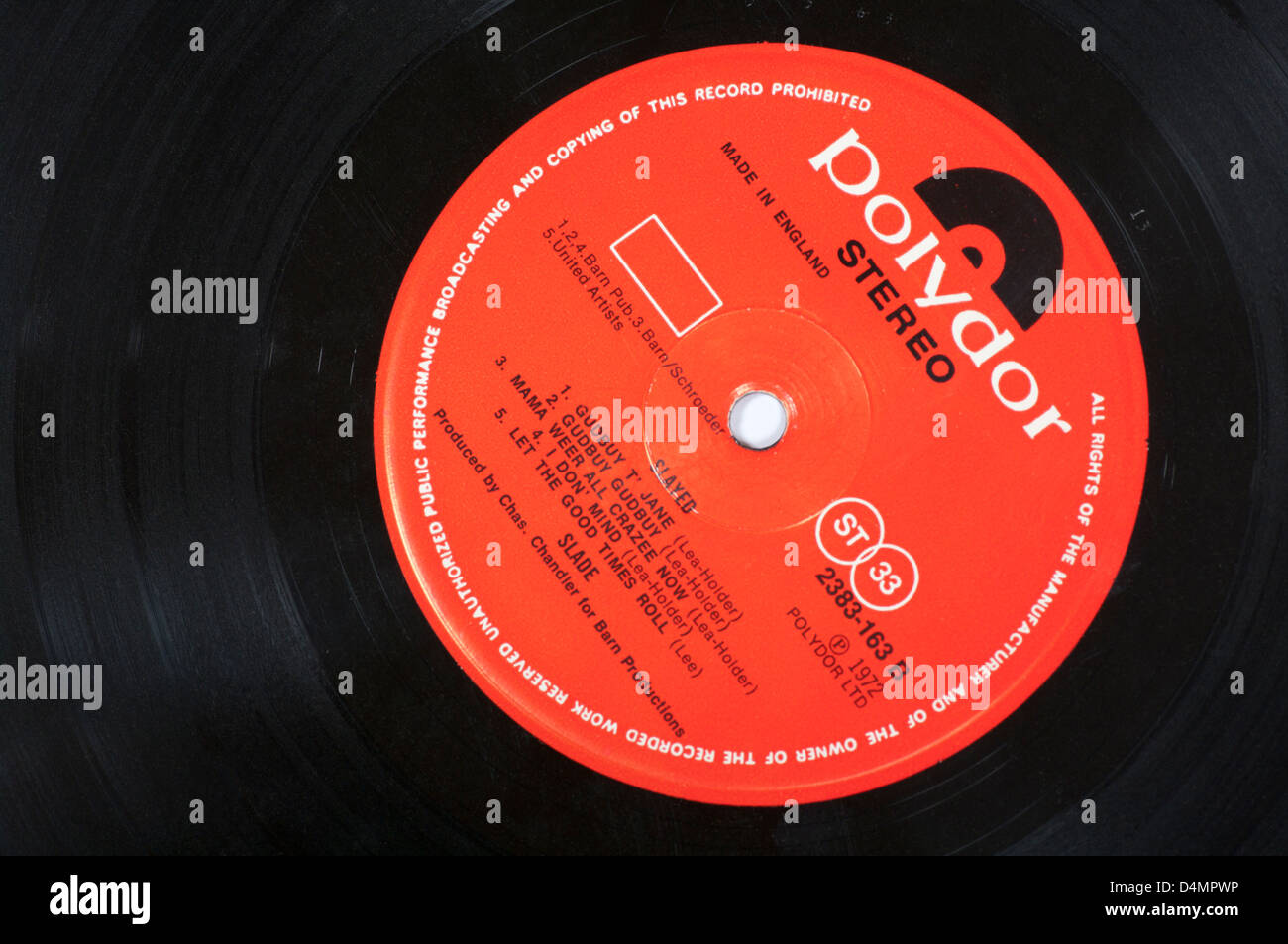 Critica Polydor etichetta discografica su vinile Registrazione LP Foto Stock