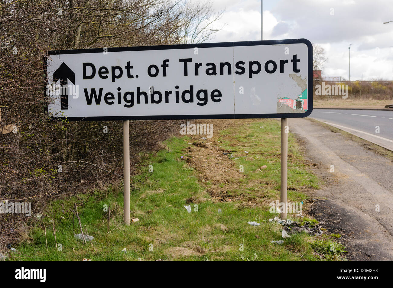 Segno di un reparto di trasporto di pese a ponte Foto Stock