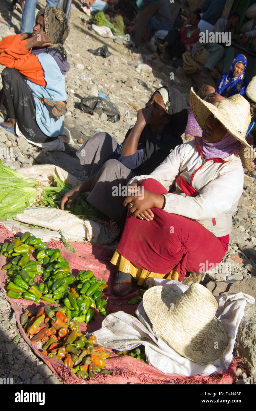 I fornitori nel mercato, il mercato più grande in Africa, Addis Abeba, Etiopia Foto Stock