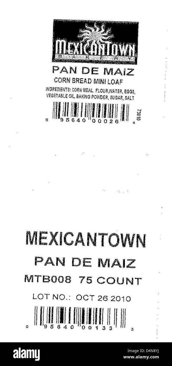 È stata pubblicata una campagna di richiamo per i prodotti da forno Mexicantown Pan De Miaz a causa di potenziali problemi di contaminazione. Si consiglia ai clienti di controllare i propri prodotti e restituirli per ottenere un rimborso. Foto Stock