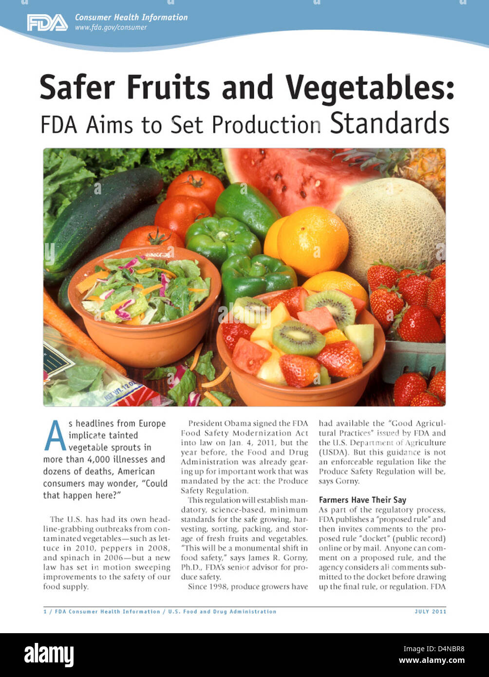 Safer Frutta e Verdura: FDA mira a stabilire gli standard di produzione Foto Stock