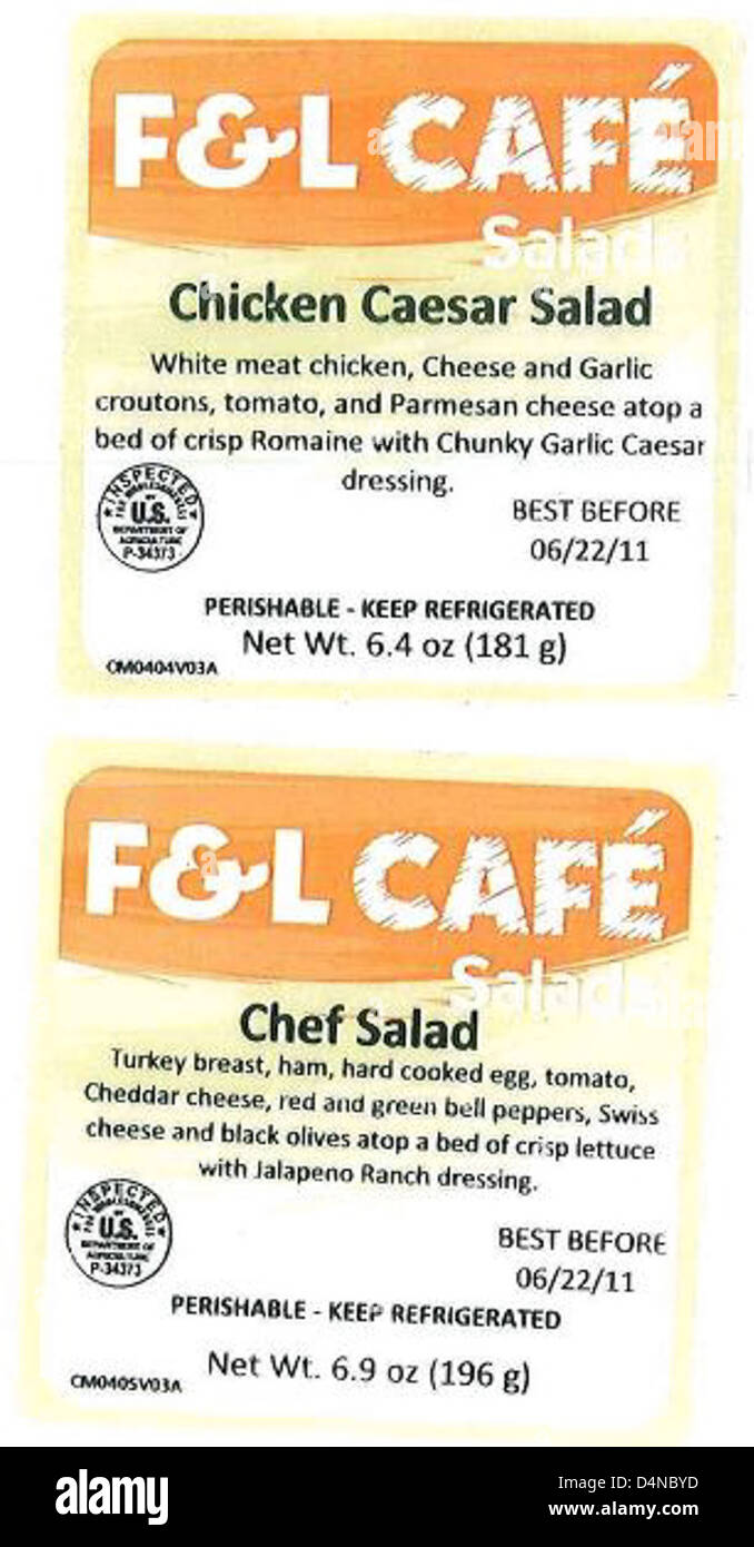 Core-Mark Atlanta Division, in collaborazione con Race Trac e Starbucks, ha ricordato panini, parfait, involtini, piatti, e insalate a causa della potenziale contaminazione. I prodotti interessati sono stati venduti in vari punti vendita. Foto Stock