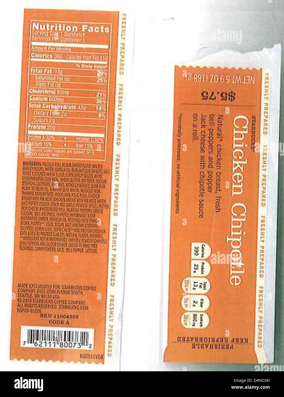 Vari panini, parfait, involtini, piatti e insalate venduti da Core-mark Atlanta Division, Race Trac, Starbucks e Flying Food Group sono stati richiamati per motivi di sicurezza alimentare. I prodotti interessati possono presentare un rischio di contaminazione. Foto Stock