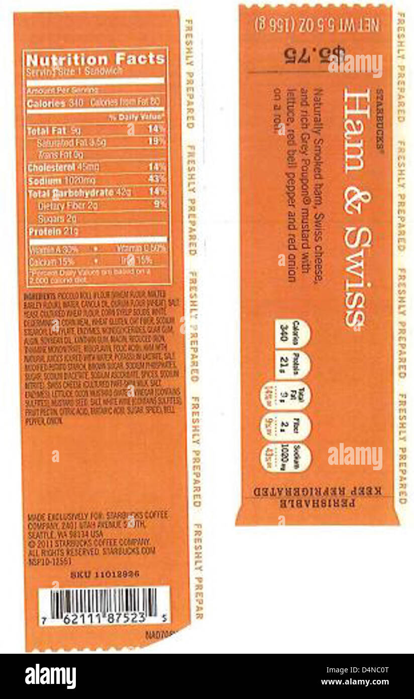 Core-mark Atlanta Division, insieme ai partner Race Trac, Starbucks e Flying Food Group, ha pubblicato un richiamo per sandwich, parfait, involtini, piatti e insalate a causa di problemi di contaminazione. I consumatori devono restituire i prodotti interessati in base alle linee guida per il richiamo. Foto Stock