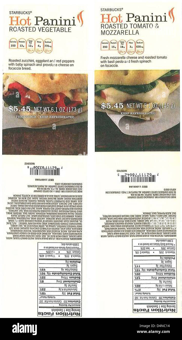 La divisione Atlanta e il Flying Food Group di Core-Mark hanno ricordato diversi prodotti pronti da mangiare, come panini, involtini e insalate, a causa di una potenziale contaminazione. I prodotti venduti presso Race Trac e Starbucks sono inclusi nel richiamo. Foto Stock