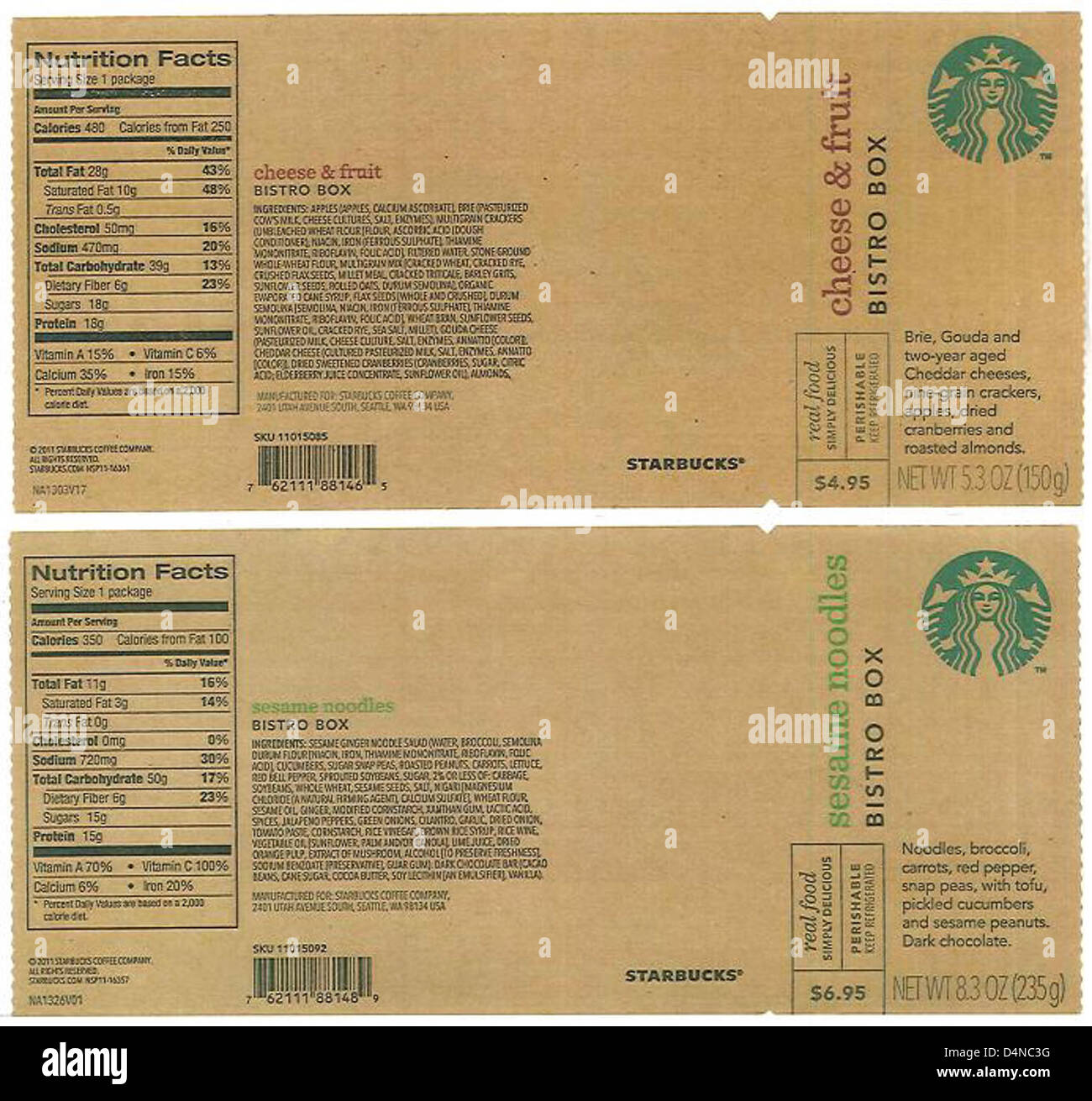 La divisione di Atlanta e il Flying Food Group hanno ricordato panini, parfait, involtini, piatti e insalate venduti presso le sedi Race Trac e Starbucks per motivi di sicurezza alimentare. Foto Stock