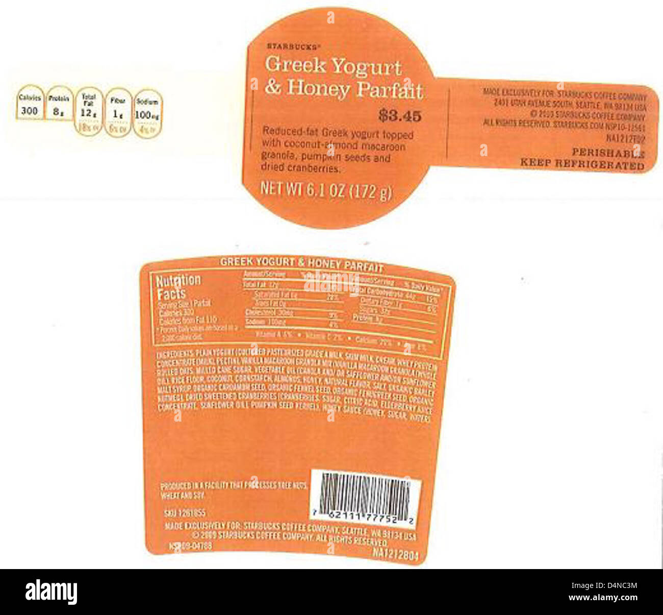 Core-Mark Atlanta Division, Race Trac, Starbucks e Flying Food Group hanno ricordato vari panini, parfait, involtini, piatti e insalate per motivi di sicurezza alimentare. I prodotti interessati devono essere restituiti. Foto Stock