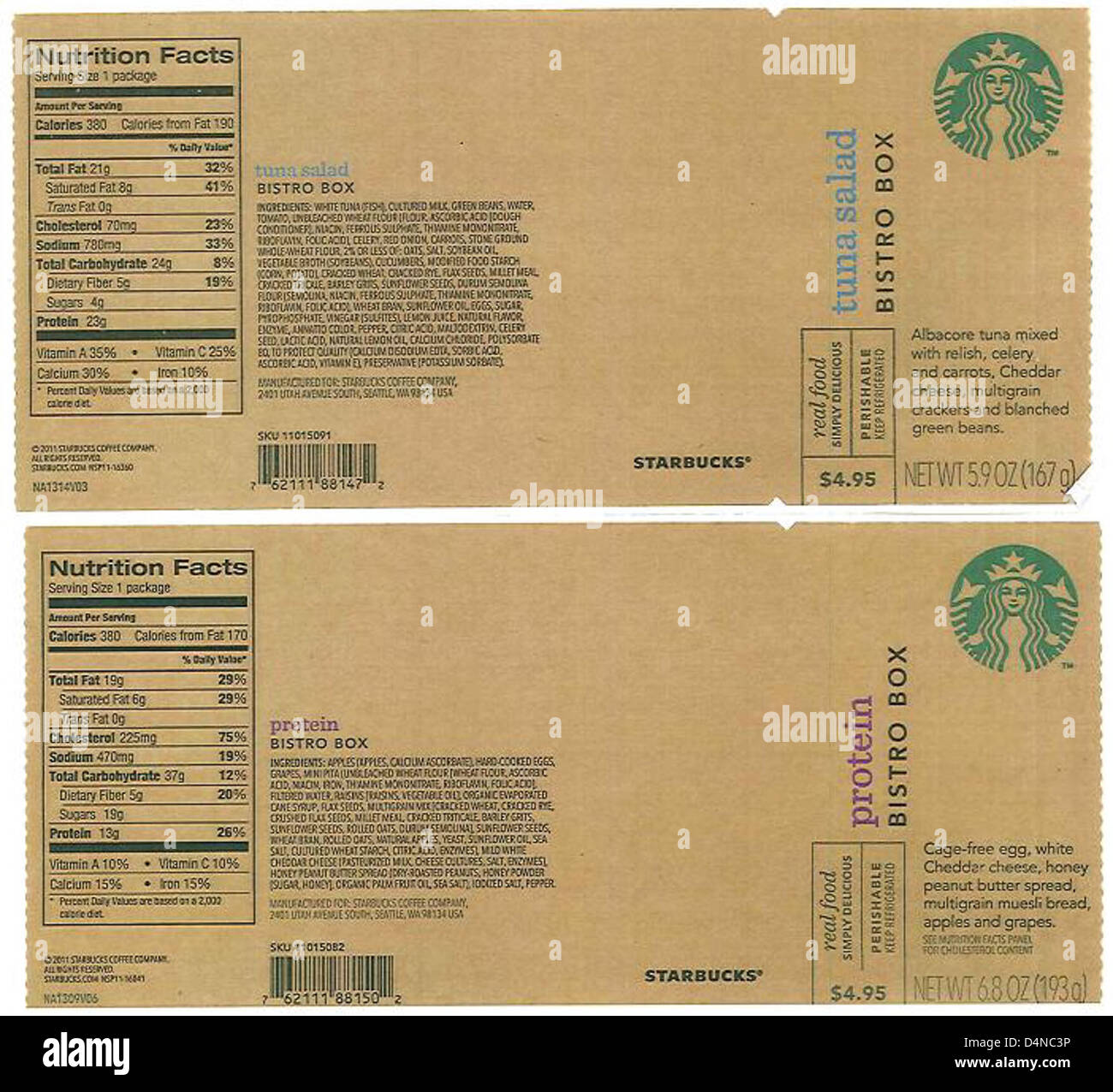 Core-mark Atlanta Division, Race Trac, Starbucks e Flying Food Group hanno ricordato panini, parfait, involtini, piatti e insalate a causa dei potenziali rischi di contaminazione. Foto Stock