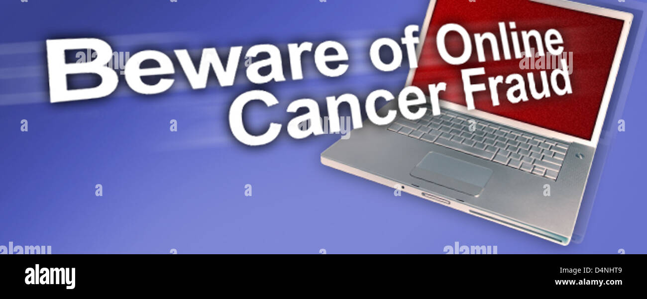 Guardatevi Online la frode del cancro Foto Stock