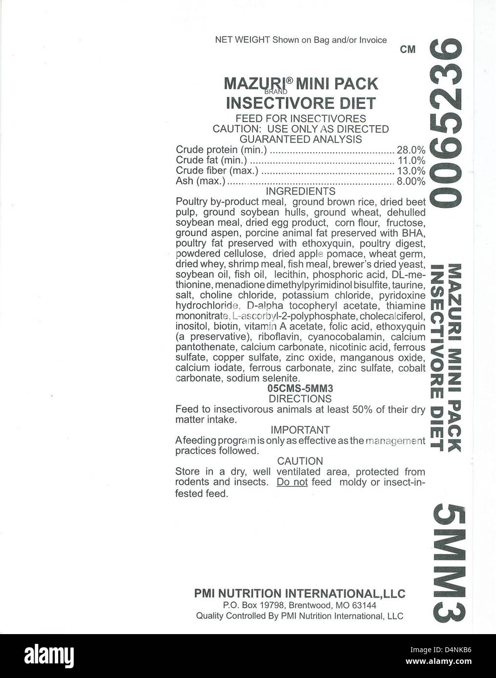 I mangimi per animali LabDiet e Mazuri, distribuiti da PMI Nutrition International, sono stati ricordati a causa di elevati livelli di vitamina che potrebbero essere dannosi per gli animali. I clienti devono controllare i numeri di lotto interessati e restituire il prodotto, se necessario. Foto Stock
