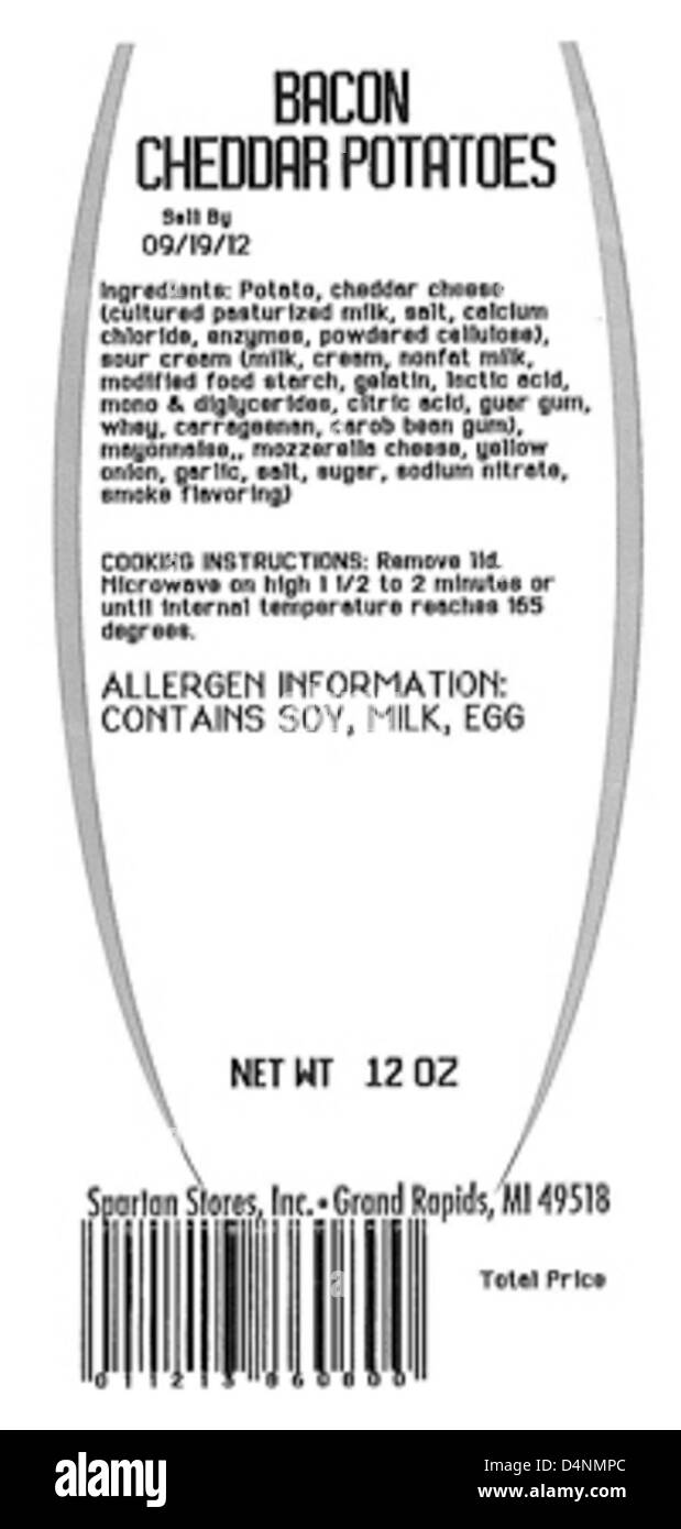 Spartan Stores ha annunciato un importante richiamo di vari prodotti gastronomici a causa della potenziale contaminazione con Listeria monocytogenes, un batterio nocivo. I clienti devono restituire i prodotti interessati per un rimborso completo o scartarli. Foto Stock