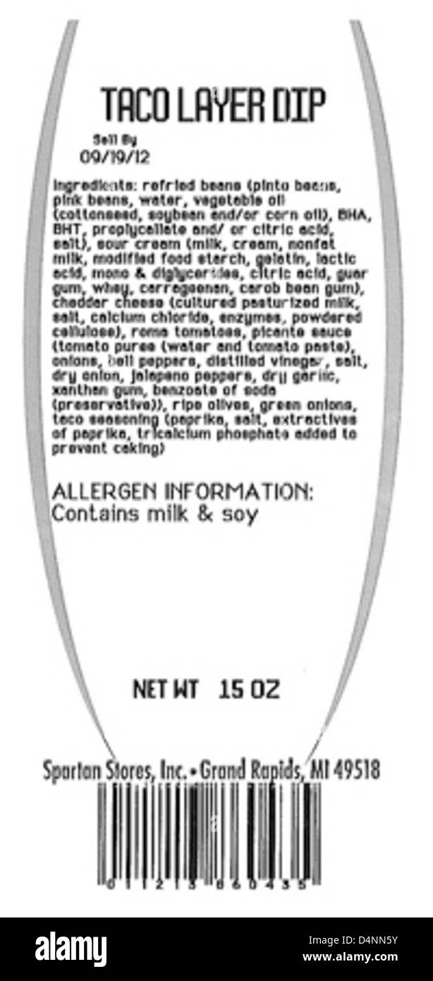 Spartan Stores ha richiamato vari prodotti gastronomici a causa della potenziale contaminazione con Listeria monocytogenes. I consumatori devono controllare le etichette dei prodotti e restituire o smaltire immediatamente i prodotti gastronomici interessati per evitare rischi per la salute. Foto Stock