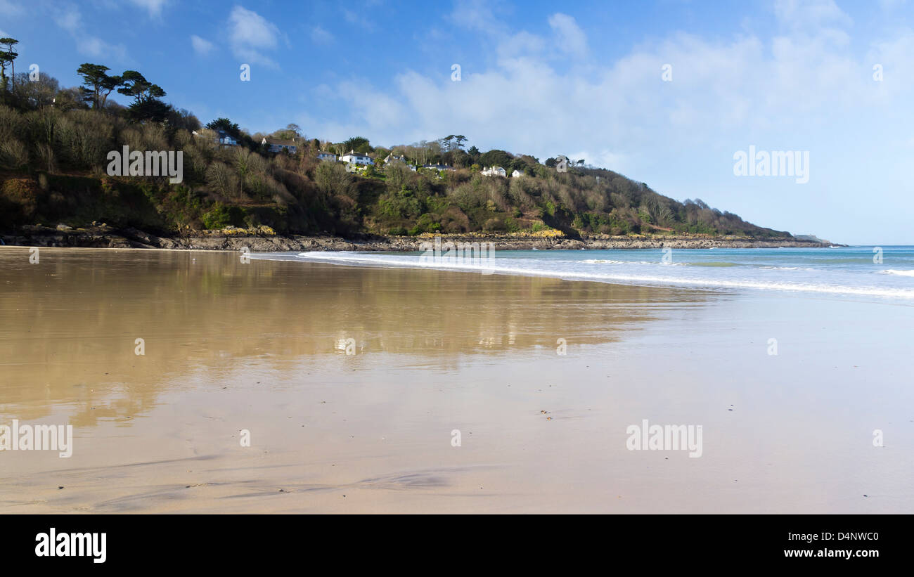La bellissima spiaggia sabbiosa di Carbis Bay vicino a St Ives Cornwall Inghilterra REGNO UNITO Foto Stock