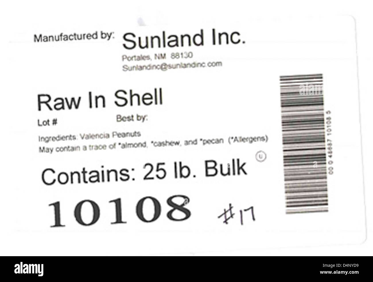 No.17-Sunland-Raw-Inshell Foto Stock