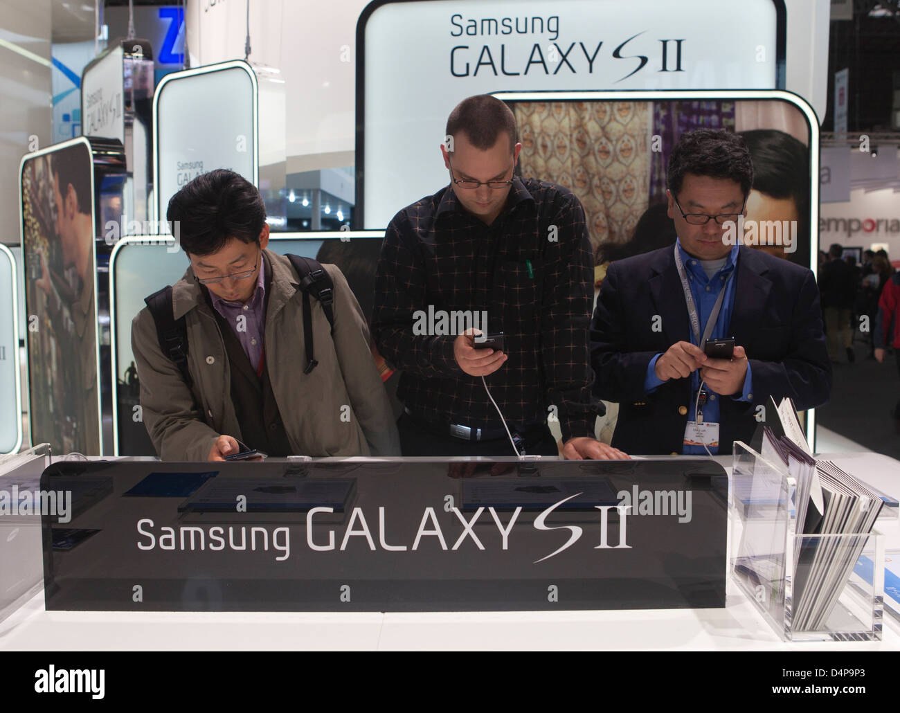 Barcellona, Spagna, Samsung stand al Mobile World Congress Foto Stock