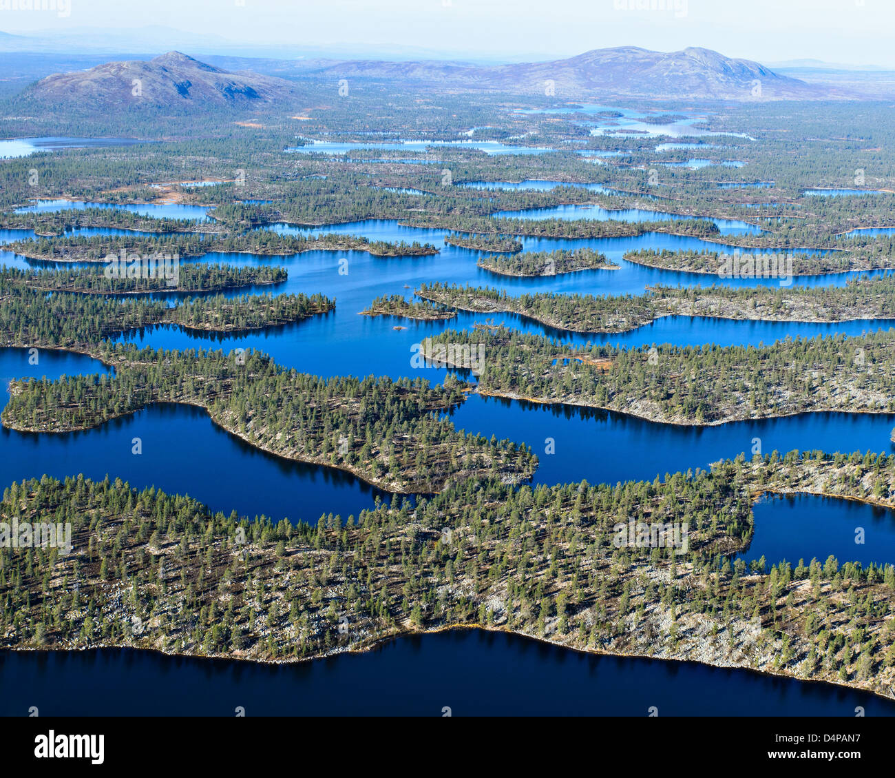 Veduta aerea dei laghi nella zona di Rogen, Härjedalen, Svezia, Europa Foto Stock