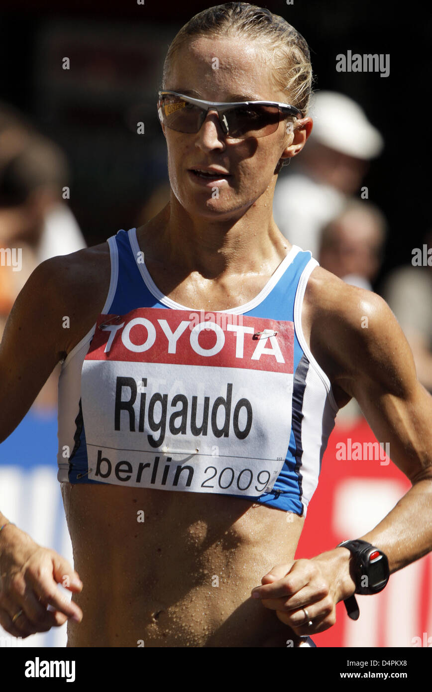 Italiano Rigaudo Elisa mostrato in azione durante le donne?s 20km di corsa a piedi alla XII IAAF Campionati del Mondo di atletica leggera a Berlino, Germania, 16 agosto 2009. Foto: Jens BUETTNER Foto Stock