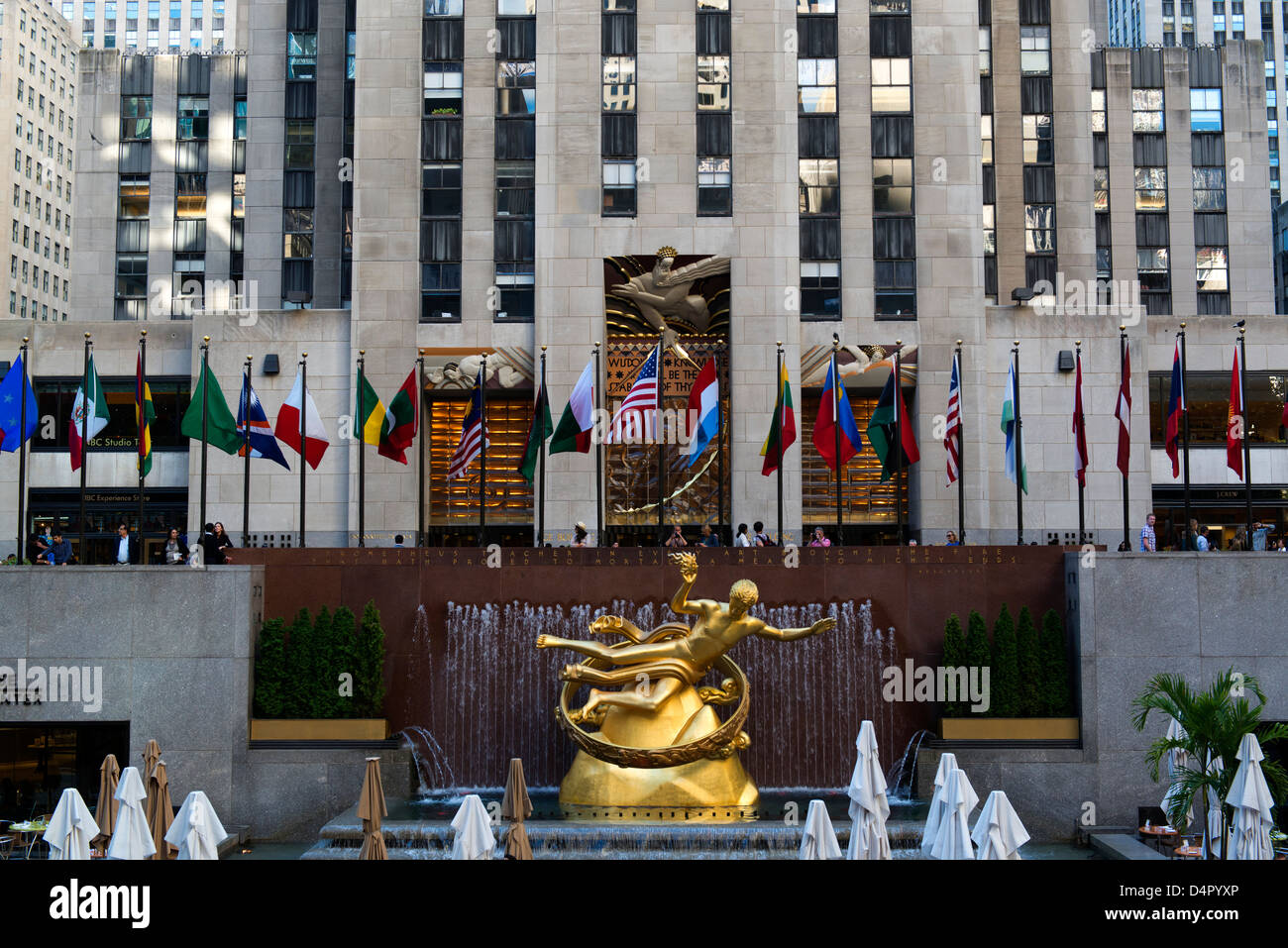 Statua di Prometeo al Rockefeller Center. Foto Stock