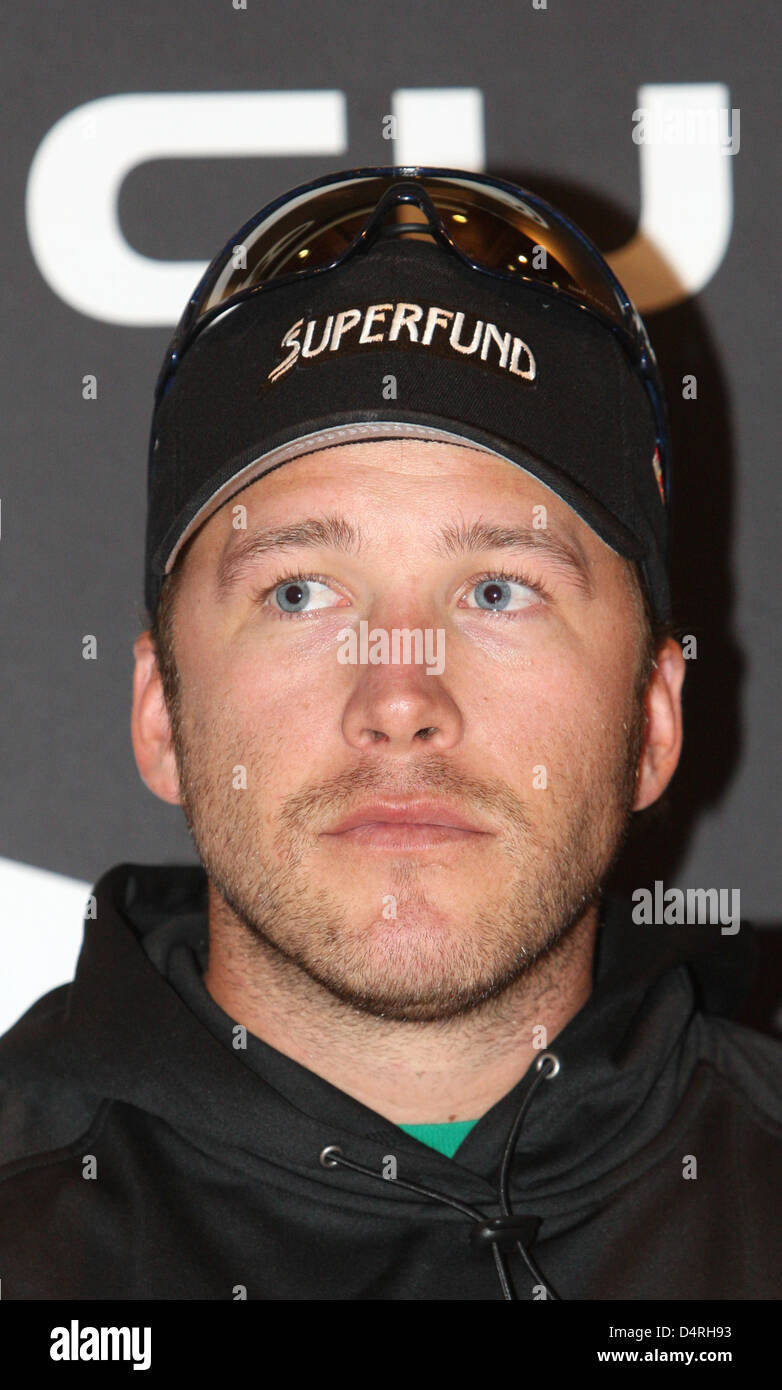 Stati Uniti d'America?s Bode Miller Sorrisi durante una conferenza stampa di un equipaggiamento sportivo produttore Soelden, Austria, 22 ottobre 2009. Soelden ospita gli slalom gigante il 24 e 25 ottobre che kick off la Coppa del Mondo di Sci Alpino stagione 2009/10. Foto: Karl-Josef Hildenbrand Foto Stock